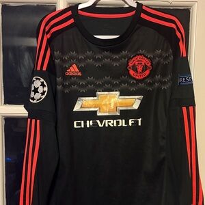 Manchester United Champions League Wayne Rooney  Black and Red Jersey